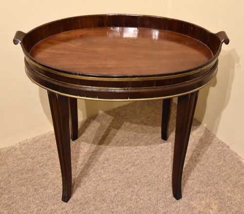 18th century mahogany oval tray on stand - CATEGORY: ANTIQUE MISCELLANEOUS - DATED 18TH CENTURY