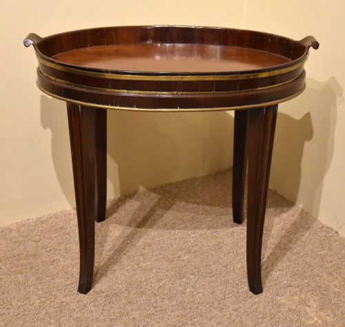 18TH CENTURY MAHOGANY OVAL TRAY ON STAND - ADDITIONAL PHOTO 1