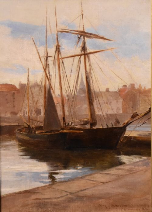 OIL PAINTING PAIR BY FRANK HILLYARD SWINSTEAD STONEHAVEN NORTH BRITAIN - ADDITIONAL PHOTO 1