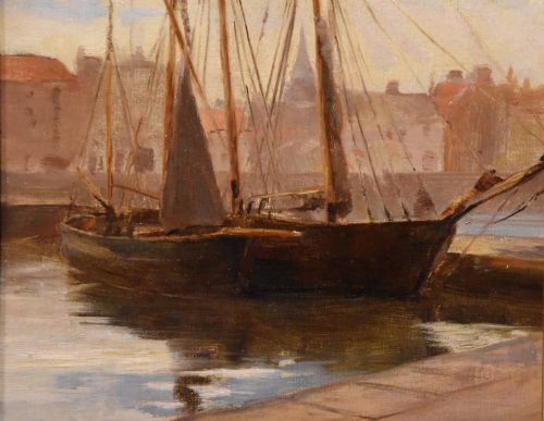 OIL PAINTING PAIR BY FRANK HILLYARD SWINSTEAD STONEHAVEN NORTH BRITAIN - ADDITIONAL PHOTO 2