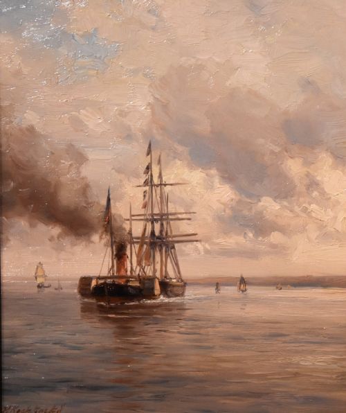 OIL PAINTING PAIR BY HERMANUS KOEKKOEK JNR TOWED IN - ADDITIONAL PHOTO 1