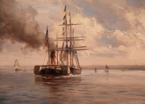 OIL PAINTING PAIR BY HERMANUS KOEKKOEK JNR TOWED IN - ADDITIONAL PHOTO 2