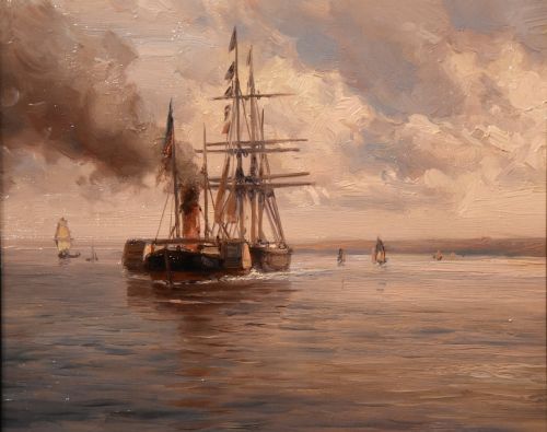 OIL PAINTING PAIR BY HERMANUS KOEKKOEK JNR TOWED IN - ADDITIONAL PHOTO 3