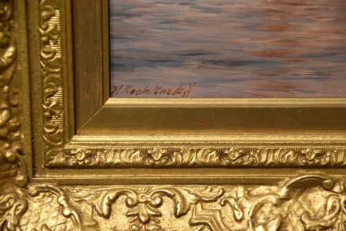 OIL PAINTING PAIR BY HERMANUS KOEKKOEK JNR TOWED IN - ADDITIONAL PHOTO 4