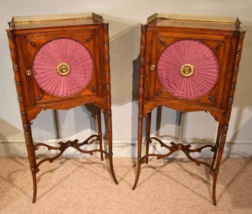 pair regency simulated rosewood bedside commodes cabinets - CATEGORY: ANTIQUE CUPBOARDS - DATED REGENCY