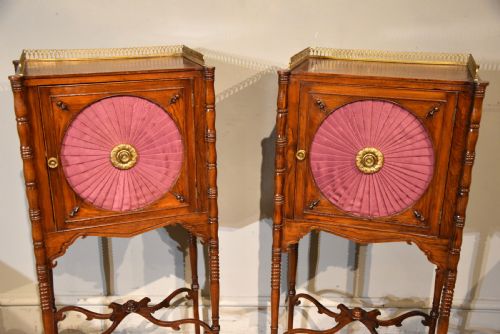 PAIR REGENCY SIMULATED ROSEWOOD BEDSIDE COMMODES CABINETS - ADDITIONAL PHOTO 1