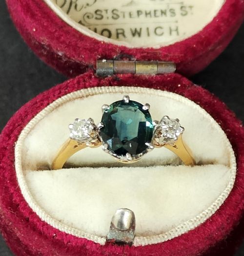 ART DECO 18CT GOLD SAPPHIRE AND DIAMOND RING - ADDITIONAL PHOTO 5