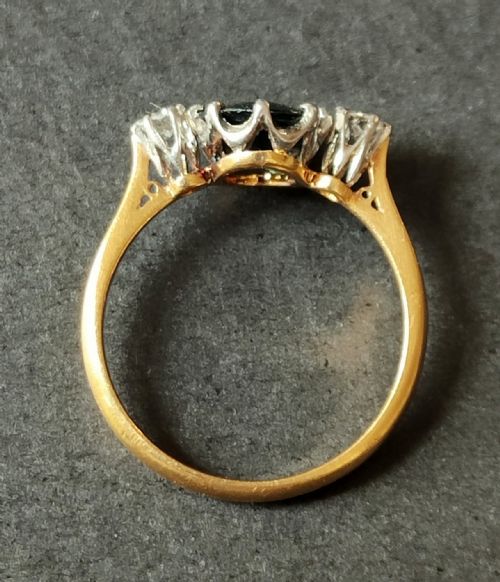 ART DECO 18CT GOLD SAPPHIRE AND DIAMOND RING - ADDITIONAL PHOTO 6