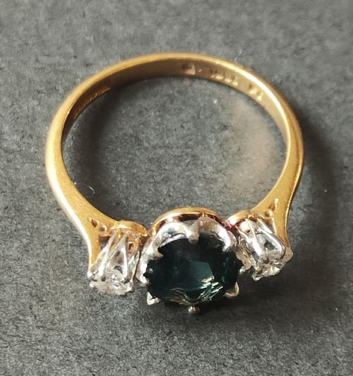 ART DECO 18CT GOLD SAPPHIRE AND DIAMOND RING - ADDITIONAL PHOTO 7