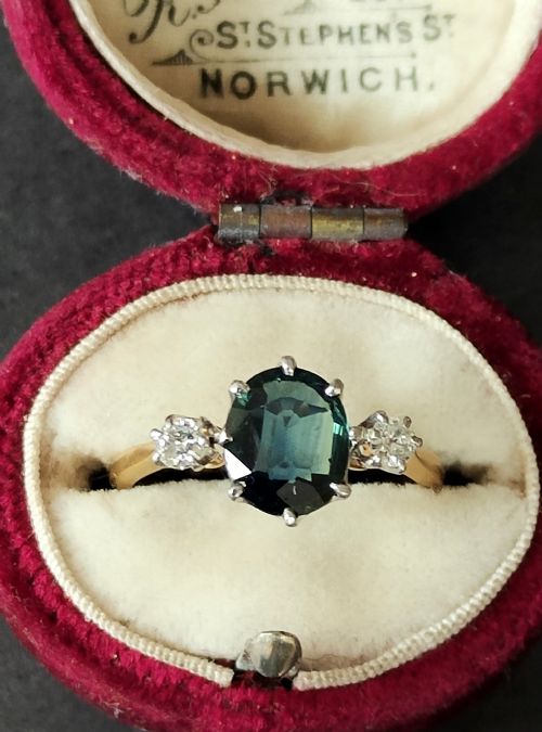 ART DECO 18CT GOLD SAPPHIRE AND DIAMOND RING - ADDITIONAL PHOTO 8