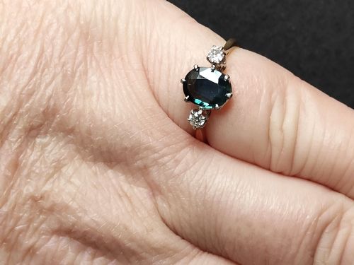 ART DECO 18CT GOLD SAPPHIRE AND DIAMOND RING - ADDITIONAL PHOTO 9