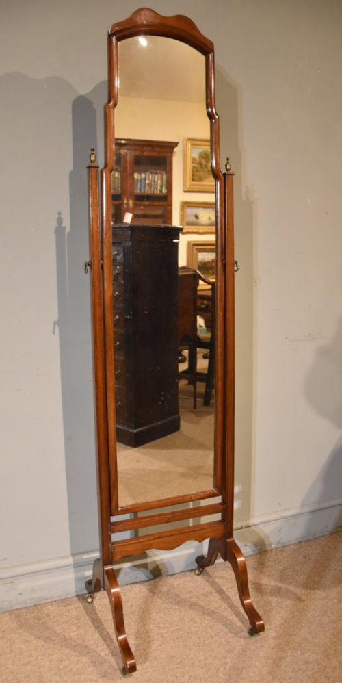 EDWARDIAN MAHOGANY CHEVAL MIRROR - ADDITIONAL PHOTO 1