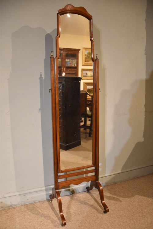 EDWARDIAN MAHOGANY CHEVAL MIRROR - ADDITIONAL PHOTO 2