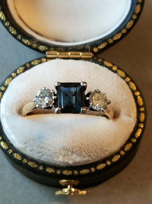 ART DECO 18CT GOLD SAPPHIRE AND DIAMOND RING - ADDITIONAL PHOTO 7