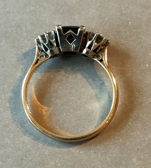 ART DECO 18CT GOLD SAPPHIRE AND DIAMOND RING - ADDITIONAL PHOTO 8