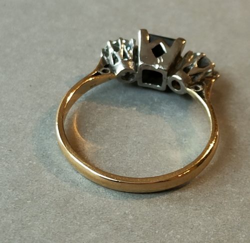 ART DECO 18CT GOLD SAPPHIRE AND DIAMOND RING - ADDITIONAL PHOTO 9