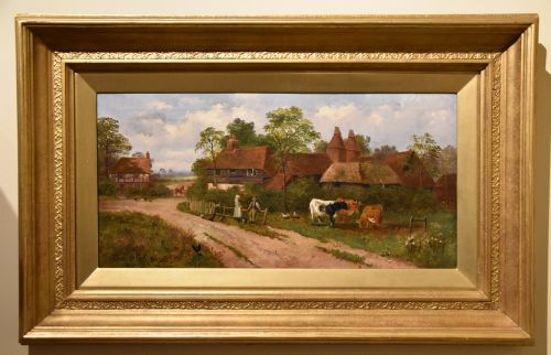 oil painting by claude lorraine clark a kentish farmstead - CATEGORY: ANTIQUE ART - DATED 19TH CENTURY