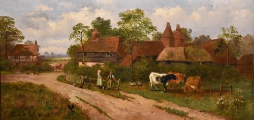 OIL PAINTING BY CLAUDE LORRAINE CLARK A KENTISH FARMSTEAD - ADDITIONAL PHOTO 1