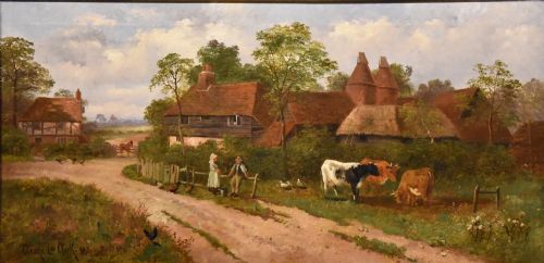 OIL PAINTING BY CLAUDE LORRAINE CLARK A KENTISH FARMSTEAD - ADDITIONAL PHOTO 2