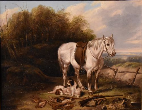OIL PAINTING CIRCLE OF ABRAHAM COOPER THE SPORTSMANS PONY - ADDITIONAL PHOTO 1