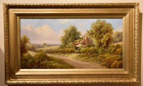 oil painting by robin fenson a cottage view - CATEGORY: ANTIQUE ART - DATED 19TH CENTURY