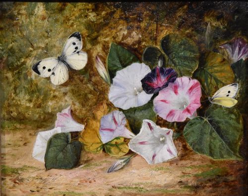 OIL PAINTING BY WILLIAM P WRIGHT LILIES AND BUTTERFLIES - ADDITIONAL PHOTO 1