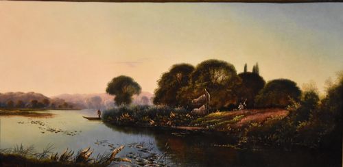 OIL PAINTING BY EDWIN HENRY BODDINGTON EVENING ON THE THAMES - ADDITIONAL PHOTO 1