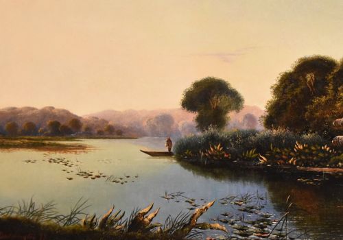 OIL PAINTING BY EDWIN HENRY BODDINGTON EVENING ON THE THAMES - ADDITIONAL PHOTO 2