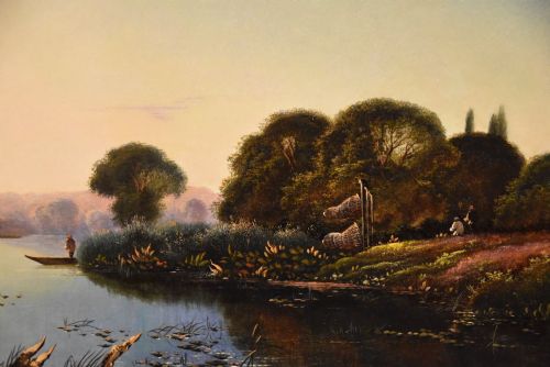 OIL PAINTING BY EDWIN HENRY BODDINGTON EVENING ON THE THAMES - ADDITIONAL PHOTO 3