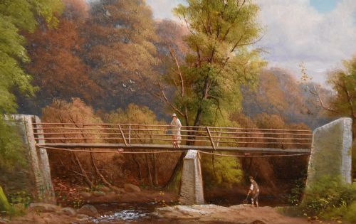 OIL PAINTING PAIR BY GEORGE HARRIS THE OLD MINERS BRIDGE - ADDITIONAL PHOTO 4
