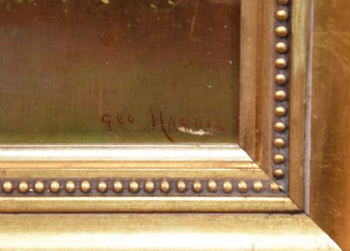 OIL PAINTING PAIR BY GEORGE HARRIS THE OLD MINERS BRIDGE - ADDITIONAL PHOTO 5
