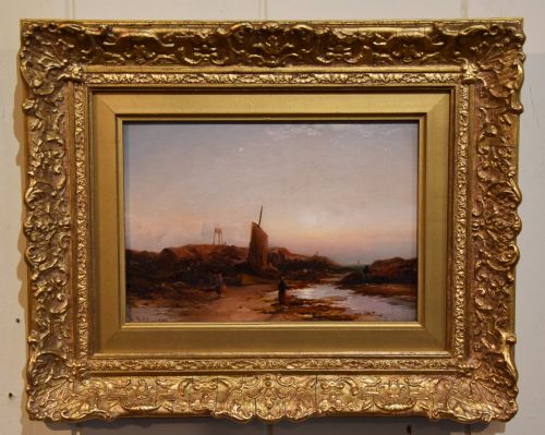 oil painting by duncan fraser mclea the shore at south shields - CATEGORY: ANTIQUE ART - DATED 19TH CENTURY
