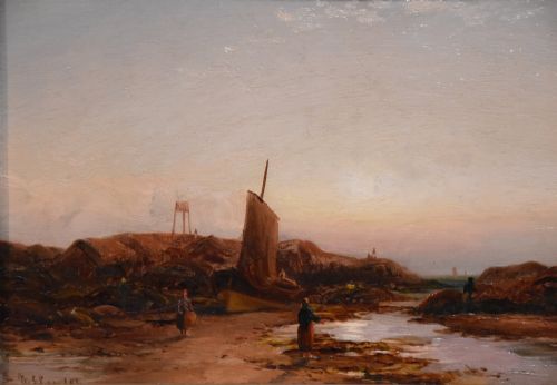 OIL PAINTING BY DUNCAN FRASER MCLEA THE SHORE AT SOUTH SHIELDS - ADDITIONAL PHOTO 1