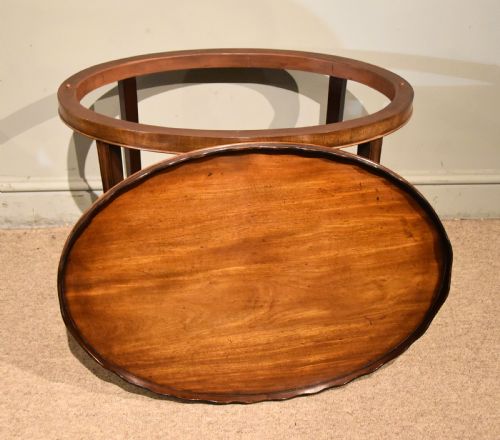 GEORGE III MAHOGANY OVAL TRAY ON STAND - ADDITIONAL PHOTO 2