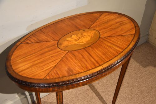 EDWARDIAN SATINWOOD INLAID OVAL TABLE - ADDITIONAL PHOTO 2