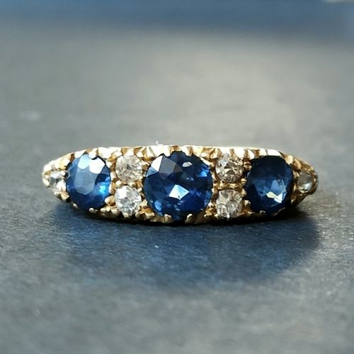 EDWARDIAN 18CT GOLD SAPPHIRE AND DIAMOND RING - ADDITIONAL PHOTO 1