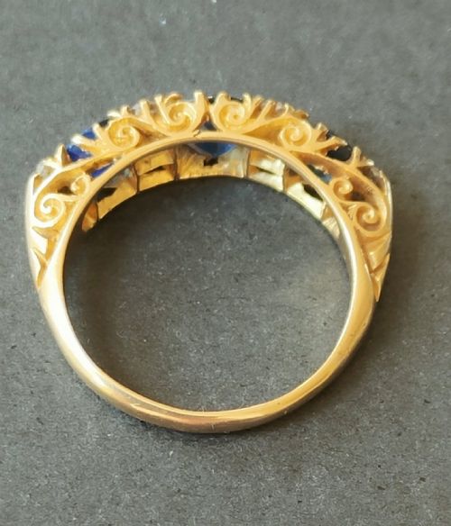 EDWARDIAN 18CT GOLD SAPPHIRE AND DIAMOND RING - ADDITIONAL PHOTO 2