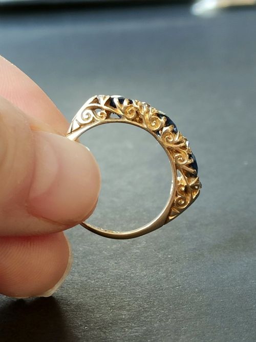 EDWARDIAN 18CT GOLD SAPPHIRE AND DIAMOND RING - ADDITIONAL PHOTO 3