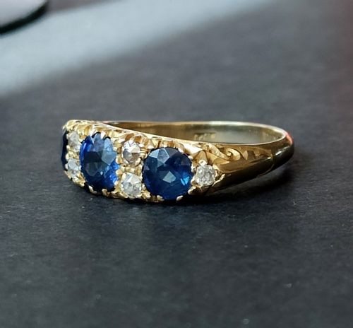 EDWARDIAN 18CT GOLD SAPPHIRE AND DIAMOND RING - ADDITIONAL PHOTO 9