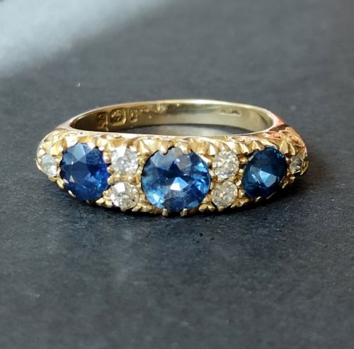 EDWARDIAN 18CT GOLD SAPPHIRE AND DIAMOND RING - ADDITIONAL PHOTO 10