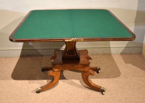 REGENCY ROSEWOOD BRASS INLAID CARD TABLE - ADDITIONAL PHOTO 5