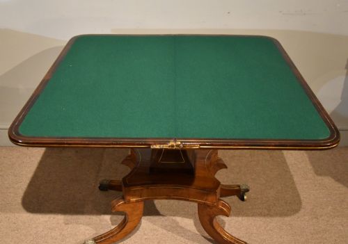 REGENCY ROSEWOOD BRASS INLAID CARD TABLE - ADDITIONAL PHOTO 6