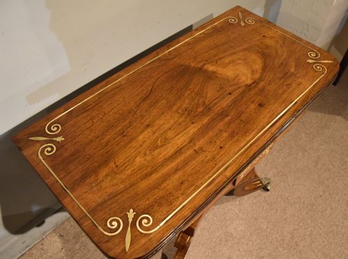 REGENCY ROSEWOOD BRASS INLAID CARD TABLE - ADDITIONAL PHOTO 10