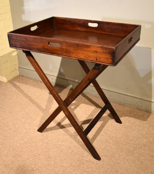 GEORGE III MAHOGANY BUTLERS TRAY ON STAND - ADDITIONAL PHOTO 2