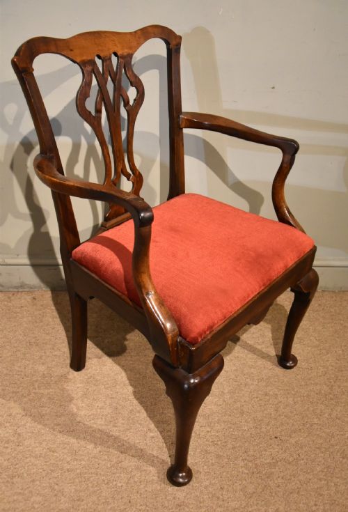 18TH CENTURY WALNUT ARMCHAIR WITH CABRIOLE LEGS - ADDITIONAL PHOTO 1