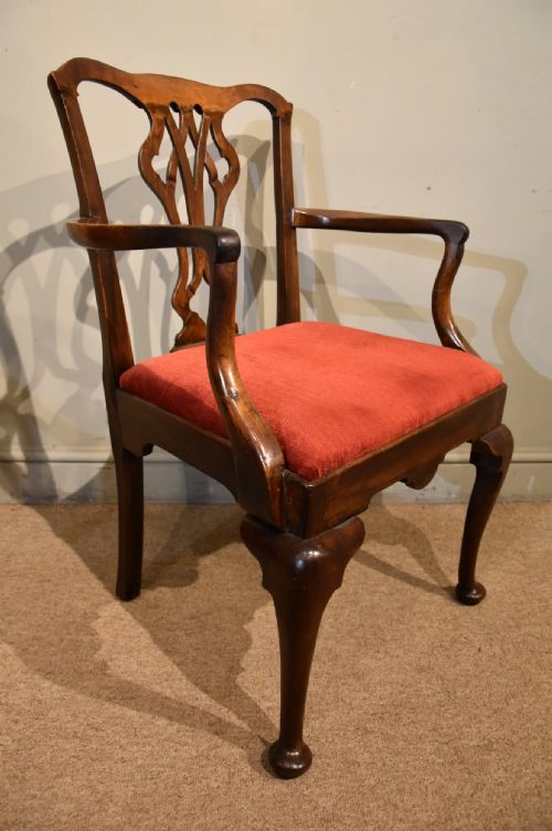 18TH CENTURY WALNUT ARMCHAIR WITH CABRIOLE LEGS - ADDITIONAL PHOTO 5