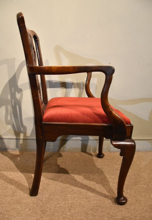 18TH CENTURY WALNUT ARMCHAIR WITH CABRIOLE LEGS - ADDITIONAL PHOTO 7
