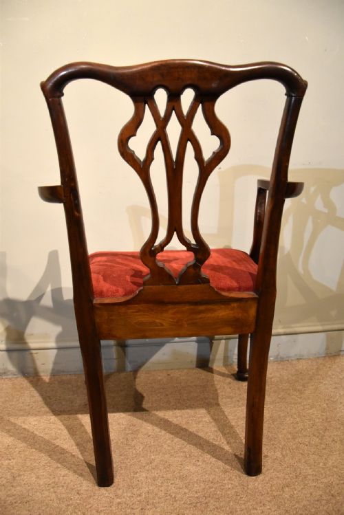 18TH CENTURY WALNUT ARMCHAIR WITH CABRIOLE LEGS - ADDITIONAL PHOTO 8
