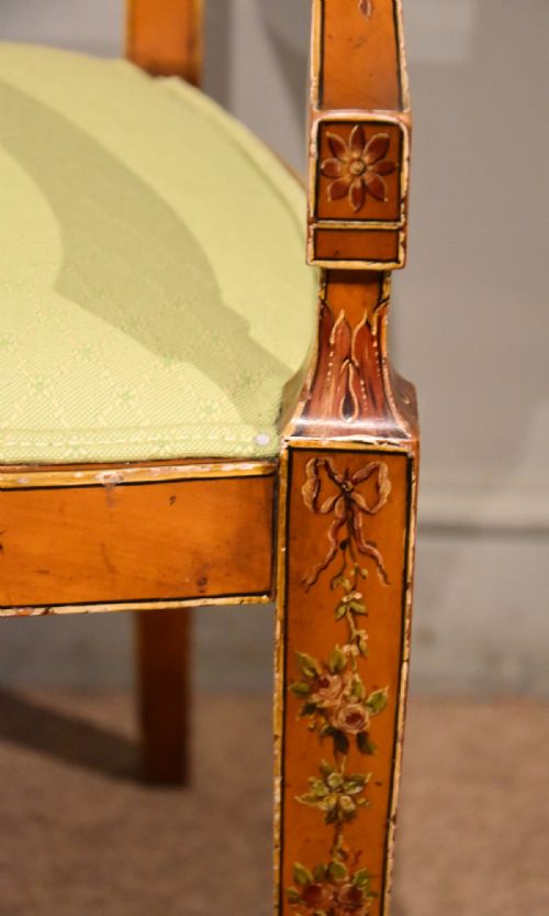 19TH CENTURY SATINWOOD AND HAND PAINTED ARMCHAIR S H JEWELL - ADDITIONAL PHOTO 6