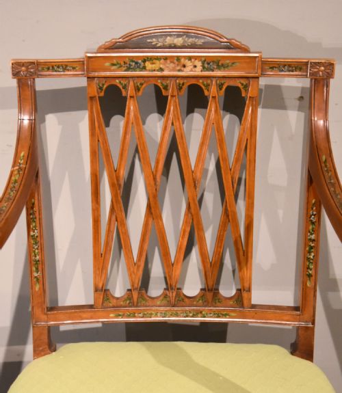 19TH CENTURY SATINWOOD AND HAND PAINTED ARMCHAIR S H JEWELL - ADDITIONAL PHOTO 1